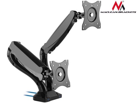 Maclean Uchwyt na 2 monitory czarny MC-674 gazowa sprężyna usb 13"-27" 6 kgx2 Maclean Uchwyt na 2 monitory czarny MC-674 gazowa sprężyna usb 13"-27" 6 kgx2