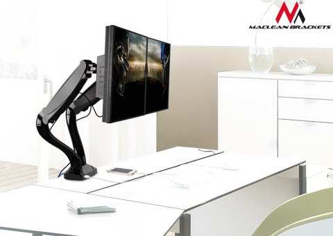 Maclean Uchwyt na 2 monitory czarny MC-674 gazowa sprężyna usb 13"-27" 6 kgx2 Maclean Uchwyt na 2 monitory czarny MC-674 gazowa sprężyna usb 13"-27" 6 kgx2
