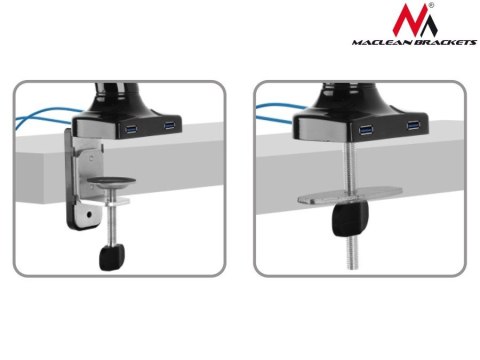 Maclean Uchwyt na 2 monitory czarny MC-674 gazowa sprężyna usb 13"-27" 6 kgx2 Maclean Uchwyt na 2 monitory czarny MC-674 gazowa sprężyna usb 13"-27" 6 kgx2