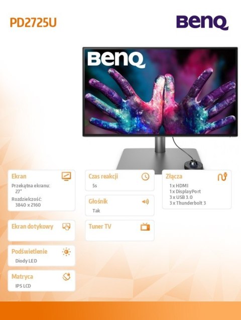 Benq Monitor 27 PD2725U LED 5ms/4K/IPS/HDMI/DP/USB Benq Monitor 27 PD2725U LED 5ms/4K/IPS/HDMI/DP/USB
