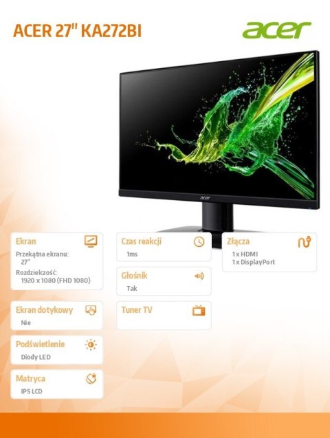 Acer Monitor 27 cali KA272BI Acer Monitor 27 cali KA272BI