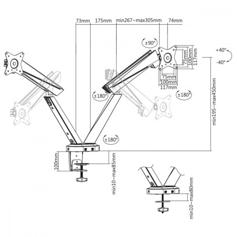 Maclean Uchwyt Gamingowy Na 2 Monitory RS887