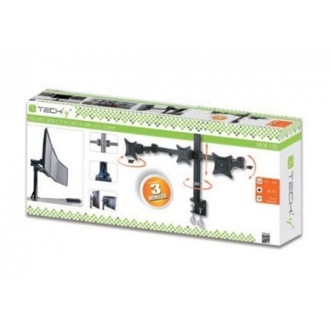 Techly Uchwyt biurkowy LCD/LED 13-24 cali potrójny 3x10kg, czarny Techly Uchwyt biurkowy LCD/LED 13-24 cali potrójny 3x10kg, czarny