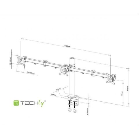 Techly Uchwyt biurkowy LCD/LED 13-24 cali potrójny 3x10kg, czarny Techly Uchwyt biurkowy LCD/LED 13-24 cali potrójny 3x10kg, czarny