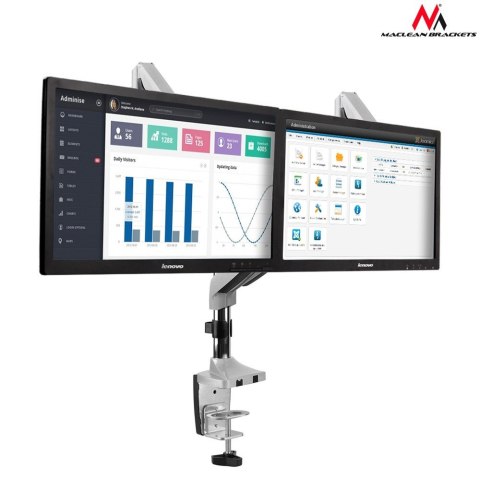Maclean Uchwyt biurkowy na dwa monitory ze sprężyną 13"-32" 9kg MC-765 Maclean Uchwyt biurkowy na dwa monitory ze sprężyną 13"-32" 9kg MC-765