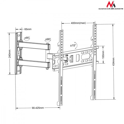 Maclean Uchwyt do TV MC-761 26-60 cali 35 kg czarny