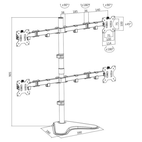 LogiLink Uchwyt na 4 monitory 13-32, max. 8kg LogiLink Uchwyt na 4 monitory 13-32, max. 8kg
