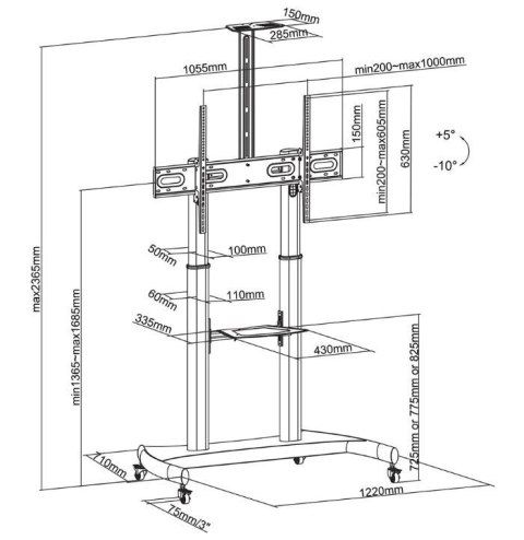 Neomounts Wózek do monitora PLASMA-M1950E 60-100 cale 400x400-1000x600 100kg Neomounts Wózek do monitora PLASMA-M1950E 60-100 cale 400x400-1000x600 100kg