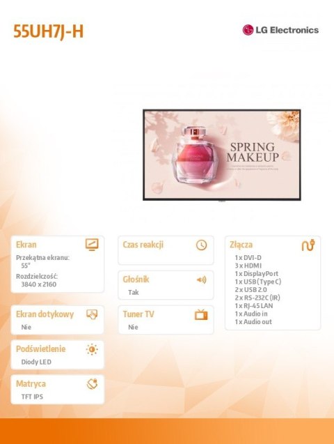 LG Electronics Monitor 55 cali 55UH7J-H UHD 700cd 24/7