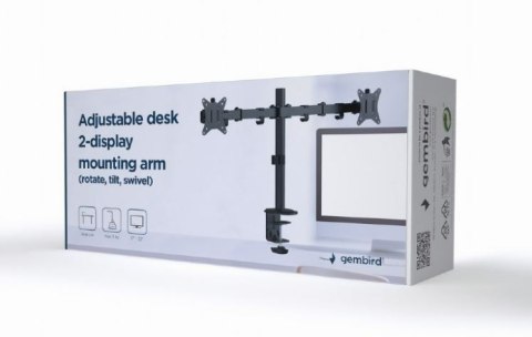 Gembird Ramię dla dwóch monitorów biurkowe (regulowane), 17 cale- 32 cale, do 9kg Gembird Ramię dla dwóch monitorów biurkowe (regulowane), 17 cale- 32 cale, do 9kg