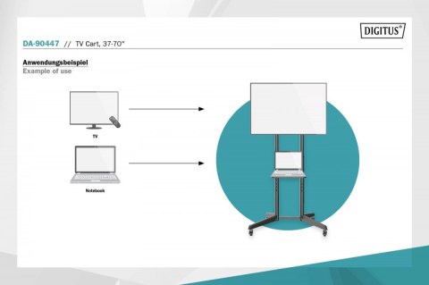 Digitus Stojak mobilny pojedynczy z półką 1xLCD max. 70" max. 50kg, VESA max. 600x400 Digitus Stojak mobilny pojedynczy z półką 1xLCD max. 70" max. 50kg, VESA max. 600x400
