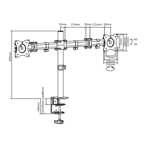 LogiLink Uchwyt do monitora (2x) 13-27 cali, max. 2x8kg LogiLink Uchwyt do monitora (2x) 13-27 cali, max. 2x8kg