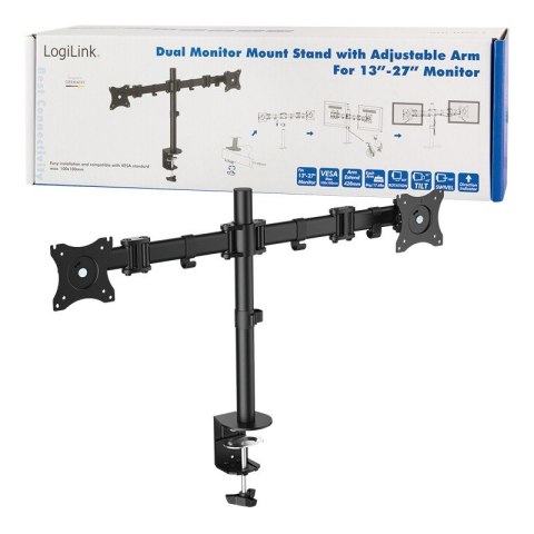 LogiLink Uchwyt do monitora (2x) 13-27 cali, max. 2x8kg LogiLink Uchwyt do monitora (2x) 13-27 cali, max. 2x8kg