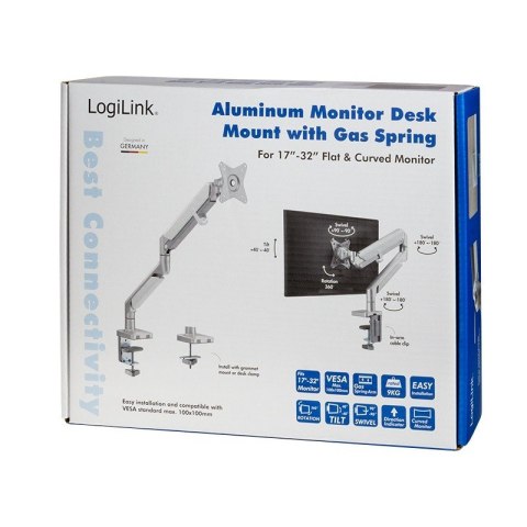 LogiLink Uchwyt na monitor, 17-27 cali, max 9kg.