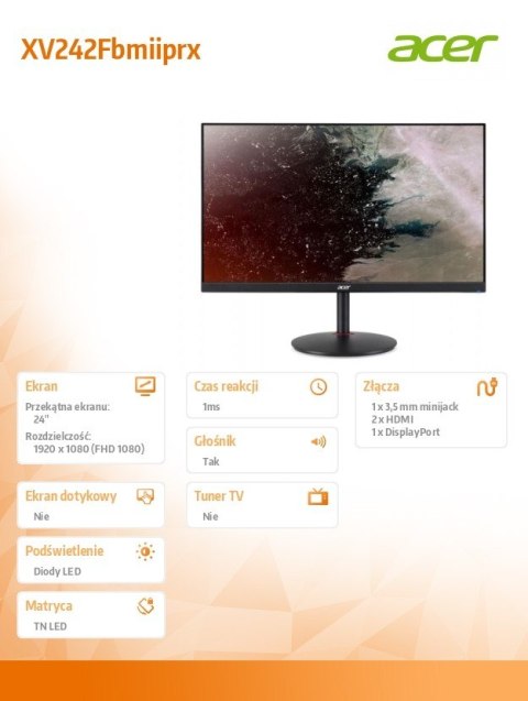 Acer Monitor 24 cala XV242Fbmiiprx Acer Monitor 24 cala XV242Fbmiiprx
