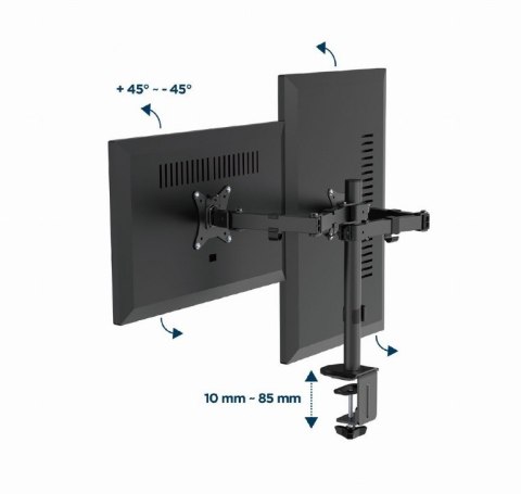 Gembird Ramię biurkowe na 2 monitory 17-32 cale 9kg Gembird Ramię biurkowe na 2 monitory 17-32 cale 9kg
