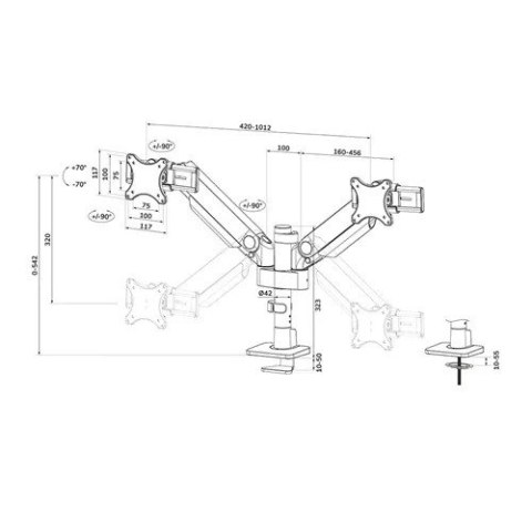 Neomounts Uchwyt biurkowy podwójny na monitory DS65S-950BL2