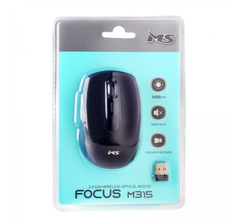 MS Mysz bezprzewodowa silent click Focus M315 1600 DPI czarna MS Mysz bezprzewodowa silent click Focus M315 1600 DPI czarna