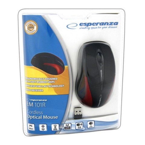 Esperanza Bezprzewodowa Mysz optyczna EM101R USB, 2,4 GHz, NANO odbiornik Esperanza Bezprzewodowa Mysz optyczna EM101R USB, 2,4 GHz, NANO odbiornik
