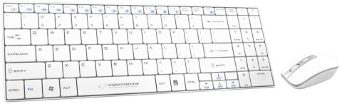 Esperanza ZESTAW BEZPRZEWODOWY KLAWIATURA SLIM + MYSZ 2,4 GHz EK122W LIBERTY BIAŁY Esperanza ZESTAW BEZPRZEWODOWY KLAWIATURA SLIM + MYSZ 2,4 GHz EK122W LIBERTY BIAŁY