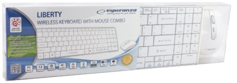 Esperanza ZESTAW BEZPRZEWODOWY KLAWIATURA SLIM + MYSZ 2,4 GHz EK122W LIBERTY BIAŁY Esperanza ZESTAW BEZPRZEWODOWY KLAWIATURA SLIM + MYSZ 2,4 GHz EK122W LIBERTY BIAŁY