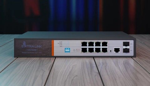 Extralink Przełącznik zarządzalny Victor EX-2500G-10MPS 8x10/100/1000M TX z POE AT/AF