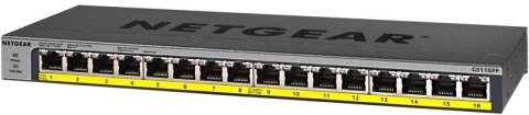 Netgear Switch GS116PP Przełącznik niezarządzalny 16xGE PoE+ Netgear Switch GS116PP Przełącznik niezarządzalny 16xGE PoE+