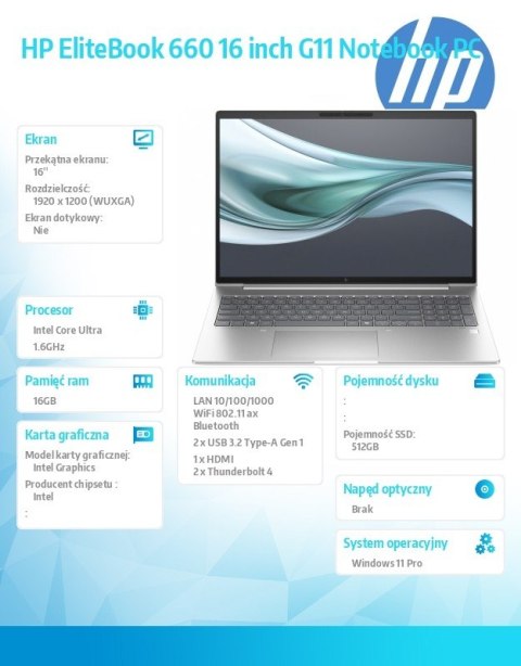 HP Inc. Notebook EliteBook 660 G11 U5-135U 512GB/16GB/W11P/16.0 A37VZET