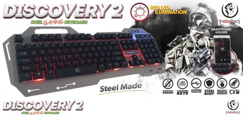 Rebeltec Klawiatura metalowa podwietlana gaming Rebeltec DISCOVERY 2 Rebeltec Klawiatura metalowa podwietlana gaming Rebeltec DISCOVERY 2