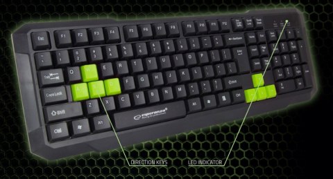 Esperanza Klawiatura przewodowa Gaming Usb Aspis Zielona Esperanza Klawiatura przewodowa Gaming Usb Aspis Zielona