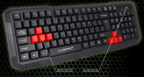Esperanza Klawiatura przewodowa dla graczy Usb Aspis Czerwona Esperanza Klawiatura przewodowa dla graczy Usb Aspis Czerwona
