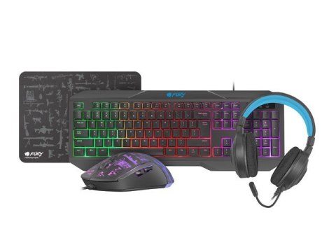 Fury Zestaw dla graczy 4 w 1 Thunderstreak 3.0 klawiatura + mysz + słuchawki + podkładka