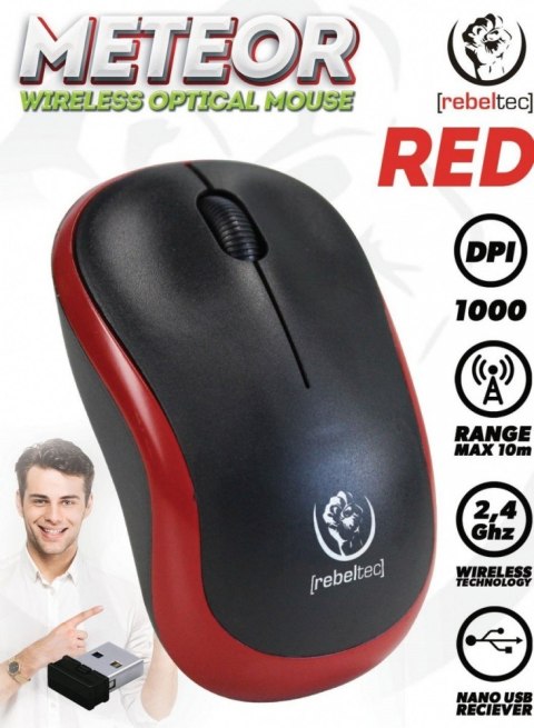 Rebeltec Mysz bezprzewodowa METEOR Czerwona Rebeltec Mysz bezprzewodowa METEOR Czerwona