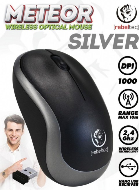 Rebeltec Mysz bezprzewodowa METEOR Srebrna Rebeltec Mysz bezprzewodowa METEOR Srebrna