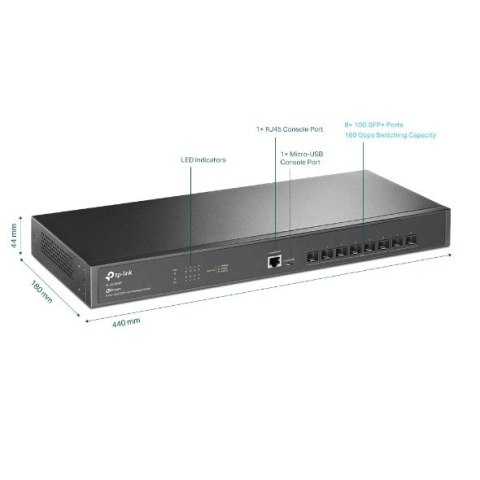 TP-LINK Przełącznik zarządzalny SX3008F switch 8xSFP+ TP-LINK Przełącznik zarządzalny SX3008F switch 8xSFP+