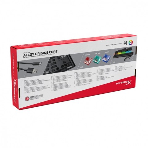 HyperX Klawiatura Alloy Origins Core przełącznik aqua HyperX Klawiatura Alloy Origins Core przełącznik aqua