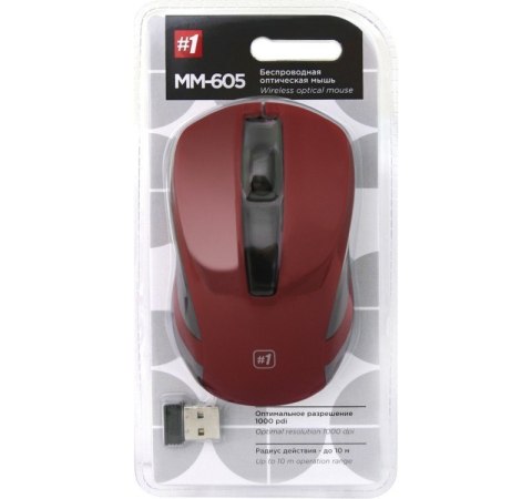 Defender Mysz bezprzewodowa optyczna DEFENDER MM-605 RF 1200dpi 3P, czerwona Defender Mysz bezprzewodowa optyczna DEFENDER MM-605 RF 1200dpi 3P, czerwona