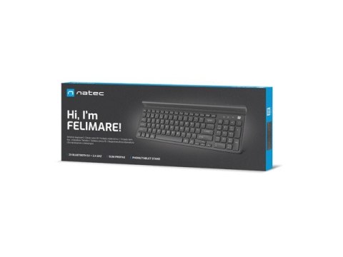 Natec Klawiatura Felimare US bluetooth + 2.4GHz Slim, uchwyt na telefon/tablet czarna Natec Klawiatura Felimare US bluetooth + 2.4GHz Slim, uchwyt na telefon/tablet czarna