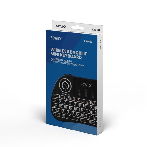 Savio Klawiatura podświetlana bezprzewodowa TV Box, Smart TV, konsole, PC, KW-02