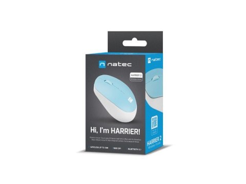 Natec Mysz bezprzewodowa Harrier 2 Bluetooth 5.1 biało-niebieska Natec Mysz bezprzewodowa Harrier 2 Bluetooth 5.1 biało-niebieska