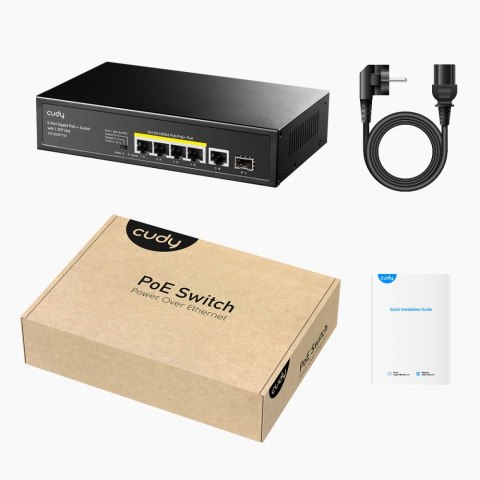 Cudy Przełącznik GS1005PTS1 5xGE PoE+ 1xSFP 120W Cudy Przełącznik GS1005PTS1 5xGE PoE+ 1xSFP 120W