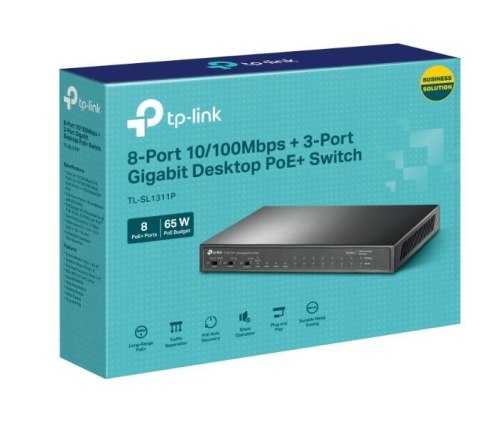TP-LINK Przełącznik SL1311P 8xFE PoE+ 2xGE 1xSFP TP-LINK Przełącznik SL1311P 8xFE PoE+ 2xGE 1xSFP