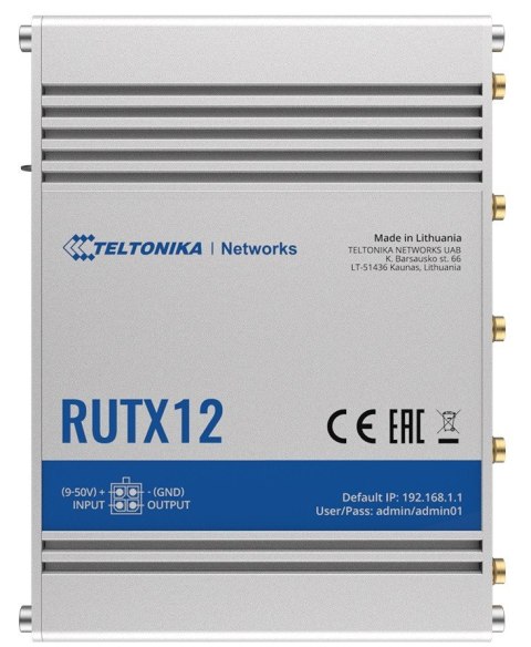 TELTONIKA Router LTE RUTX12 (Cat 6), WiFi, BLE, GNSS, Ethernet TELTONIKA Router LTE RUTX12 (Cat 6), WiFi, BLE, GNSS, Ethernet