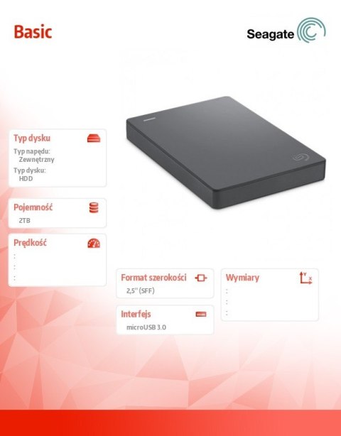 Seagate Dysk Basic 2TB 2,5 STJL2000400 szary Seagate Dysk Basic 2TB 2,5 STJL2000400 szary