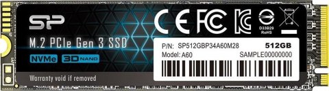 Silicon Power Dysk SSD A60 512GB M.2 PCIe 2200/1600 MB/s NVMe Silicon Power Dysk SSD A60 512GB M.2 PCIe 2200/1600 MB/s NVMe