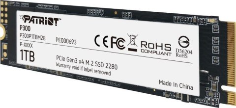 Patriot Dysk SSD P300 1TB M.2 PCIe Gen 3 x4 2100/1650 Patriot Dysk SSD P300 1TB M.2 PCIe Gen 3 x4 2100/1650
