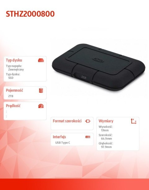 LaCie Dysk zewnętrzny Rugged SSD Pro 2 TB USB-C STHZ2000800 LaCie Dysk zewnętrzny Rugged SSD Pro 2 TB USB-C STHZ2000800
