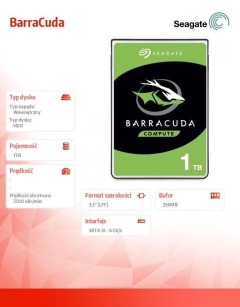 Seagate Dysk twardy BarraCuda 1TB 3.5 cala 256MB ST1000DM014 Seagate Dysk twardy BarraCuda 1TB 3.5 cala 256MB ST1000DM014