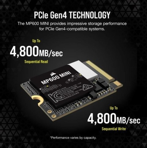 Corsair Dysk SSD 1TB MP600 MINI 4800/4800 MB/s PCIe Gen 4.0 x4 M.2 2230 Corsair Dysk SSD 1TB MP600 MINI 4800/4800 MB/s PCIe Gen 4.0 x4 M.2 2230