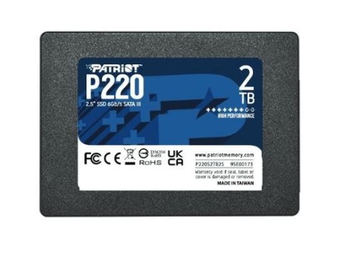 Patriot Dysk SSD 2TB P220 2.5 inches 550/500MB/s SATA III Patriot Dysk SSD 2TB P220 2.5 inches 550/500MB/s SATA III